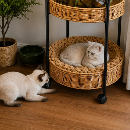 Katzenbett Rund | Weiches Flechtkissen zum Kneten & Schlafen