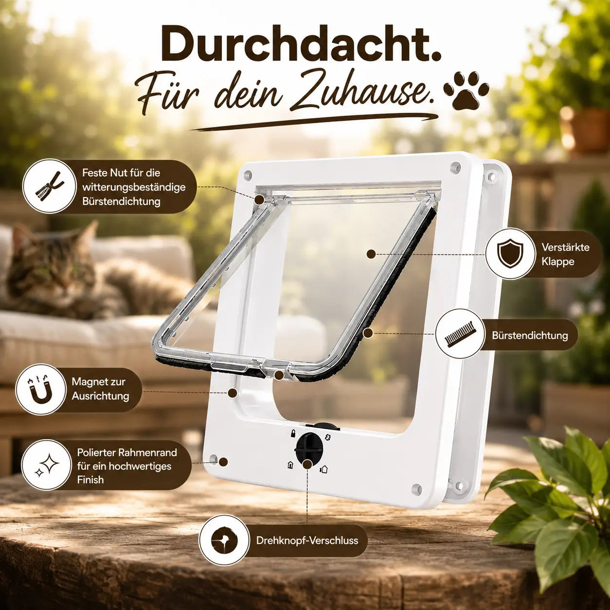 Katzenklappe_mit Produktmerkmale 