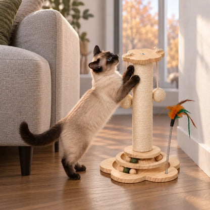 Katzenkratzbaum aus Holz Lifestyle-Bild
