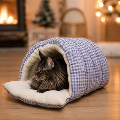 Winter Katzenbett | Warmes Schlafnest mit Plüsch