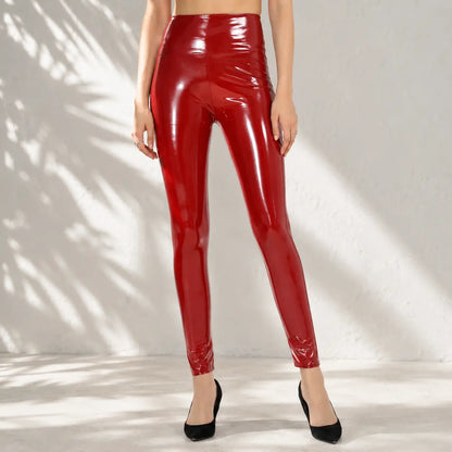 Leder-Leggings Rot