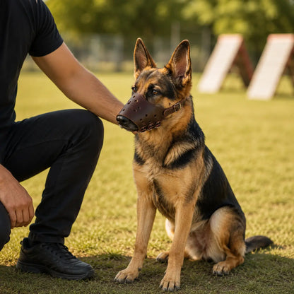 Leder Maulkorb Hund| Atmungsaktiv & Verstellbar