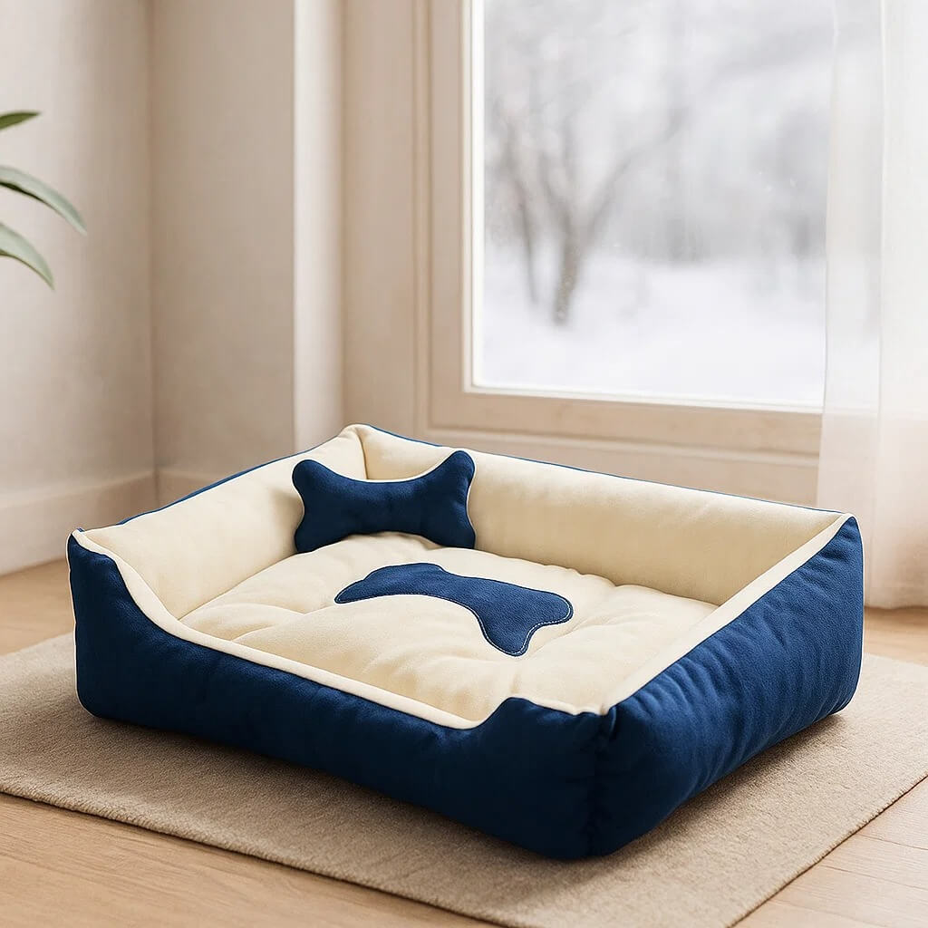 Weiches Katzenbett Winter | mit erhöhtem Rand & warmem Kissen