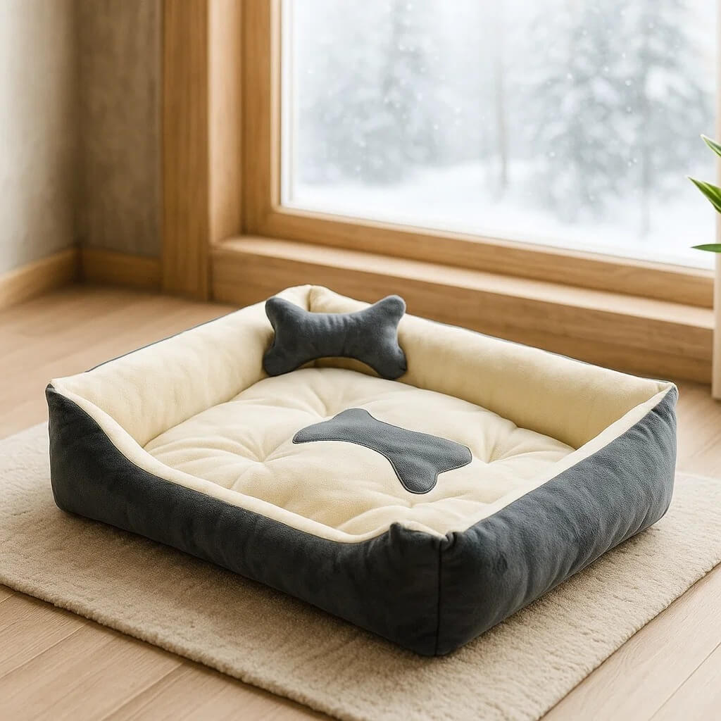 Weiches Katzenbett Winter | mit erhöhtem Rand & warmem Kissen