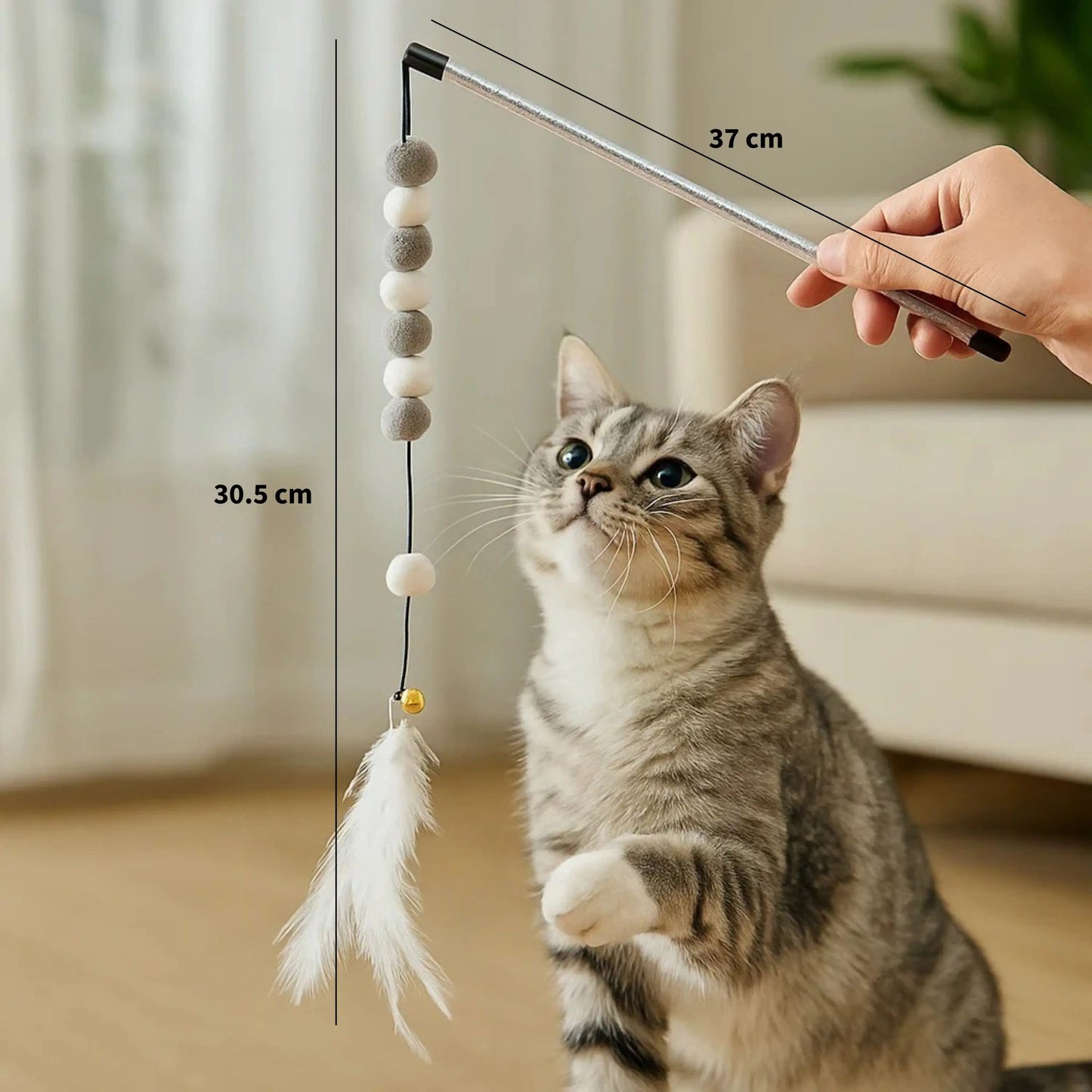Katzenspielzeug mit Feder & Glocke | Interaktiver Spielspaß für Katzen