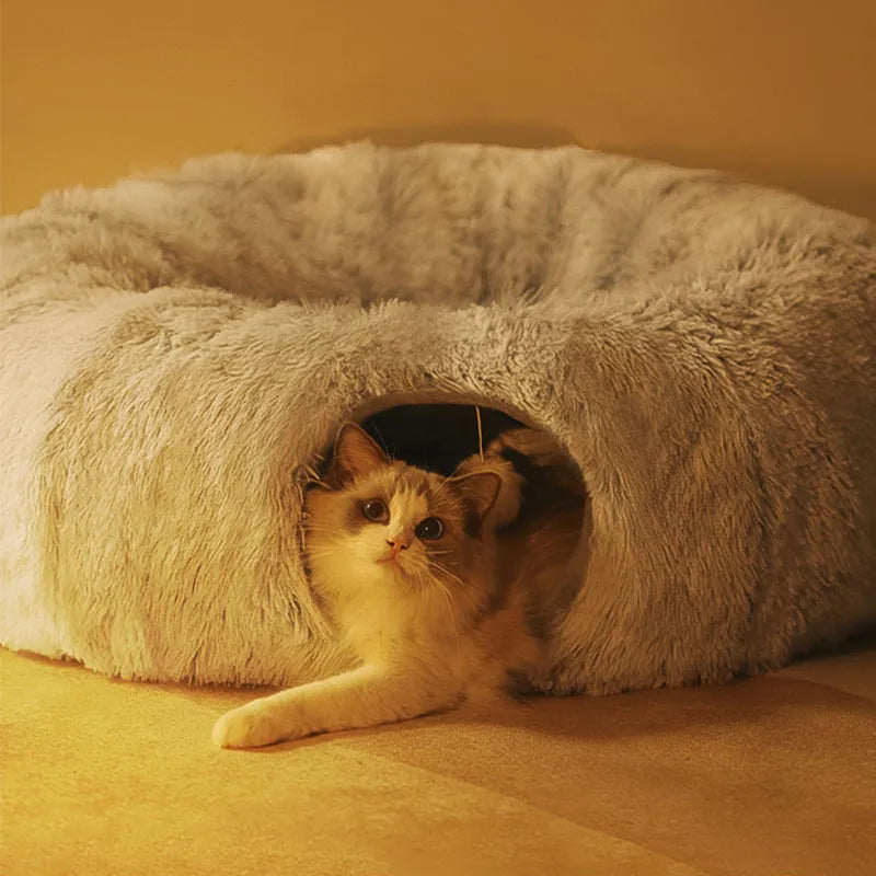 Katzentunnel mit Schlafplatz | Weiche Spielhöhle für Katzen