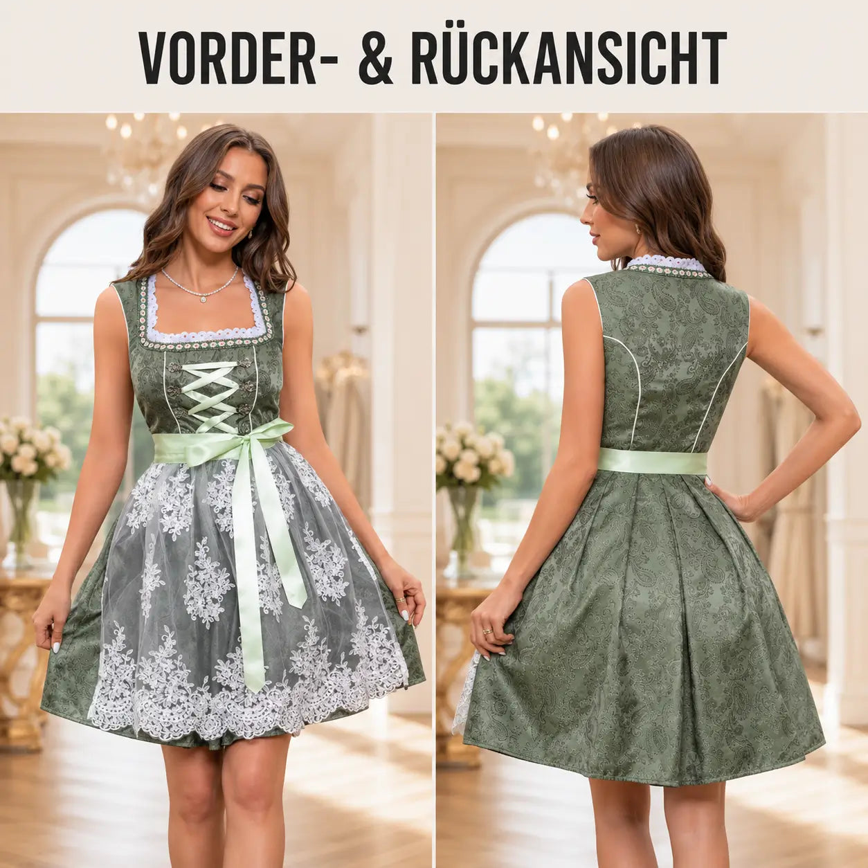 Oktoberfest Dirndl Vorder und Rückansicht 