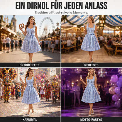 Oktoberfest Dirndl Damen | Traditionelles Trachtenkleid mit Blumenstickerei