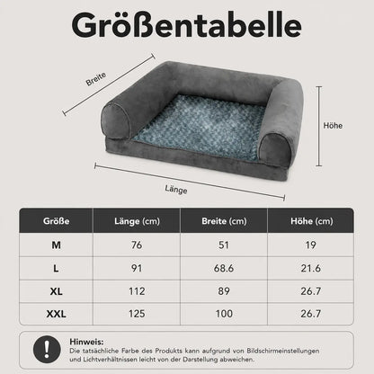 Hundebett mit Memory-Schaum Größentabelle