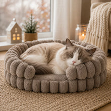 Orthopädisches Katzenbett | Warmes Plüschbett mit Rand