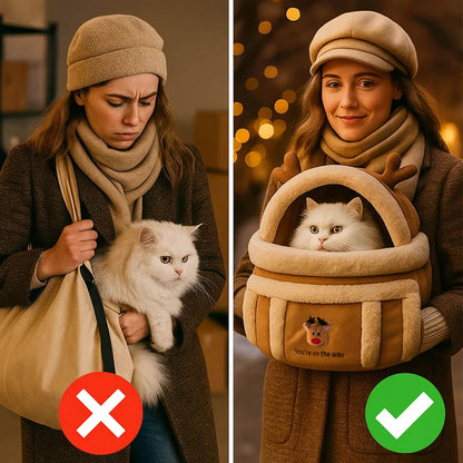 Plüsch Katzentragetasche | Warme & Sichere Tragetasche für Katzen