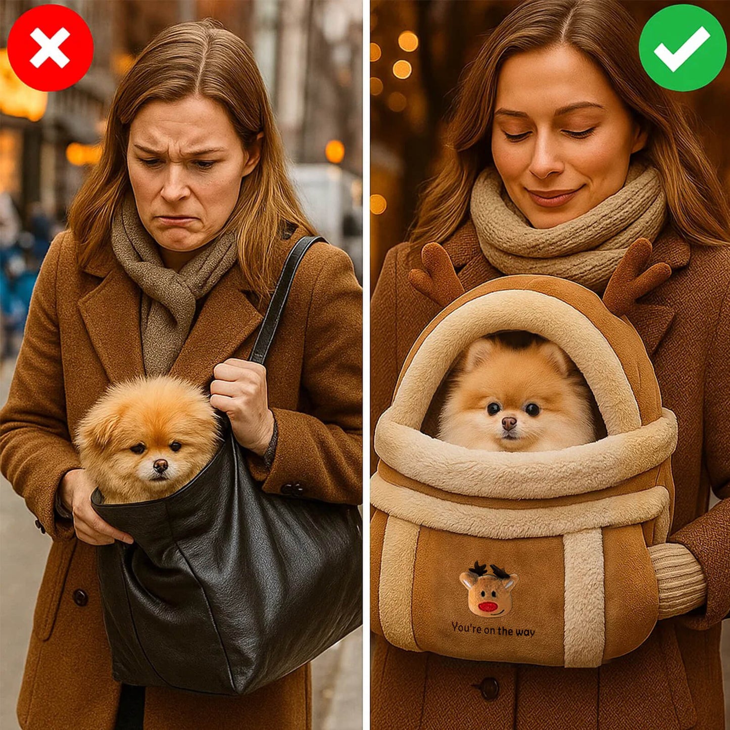 Plüsch Hundetragetasche | Warme & Sichere Tragetasche für Kleine Hunde