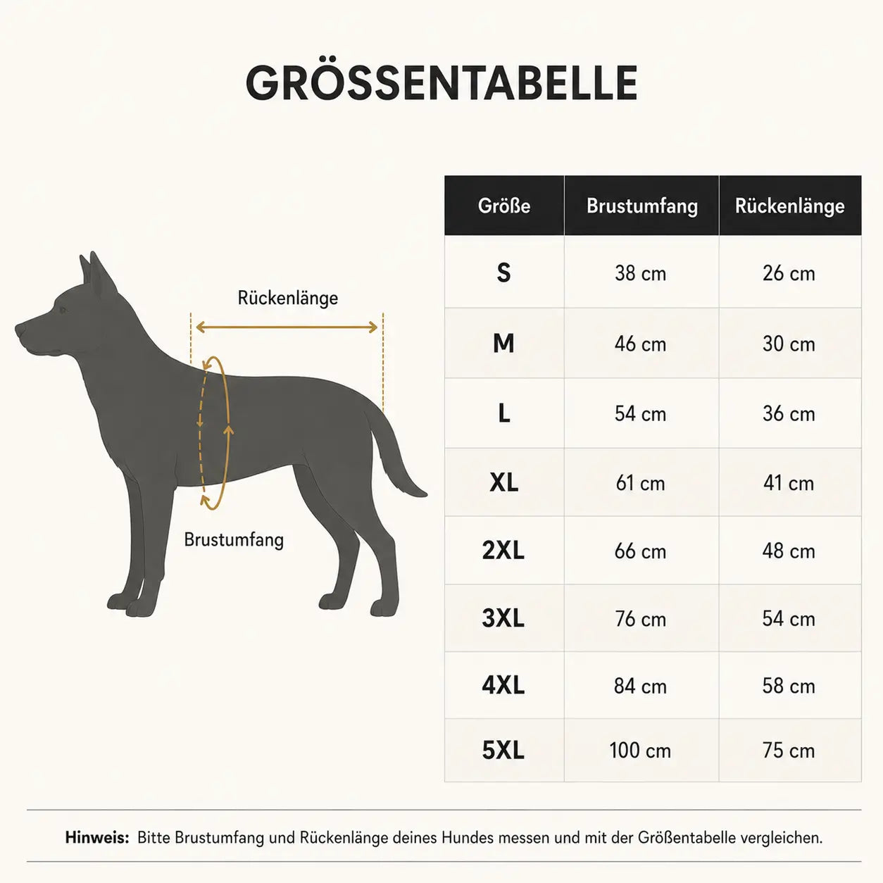 Pullover Hund Größentabelle 