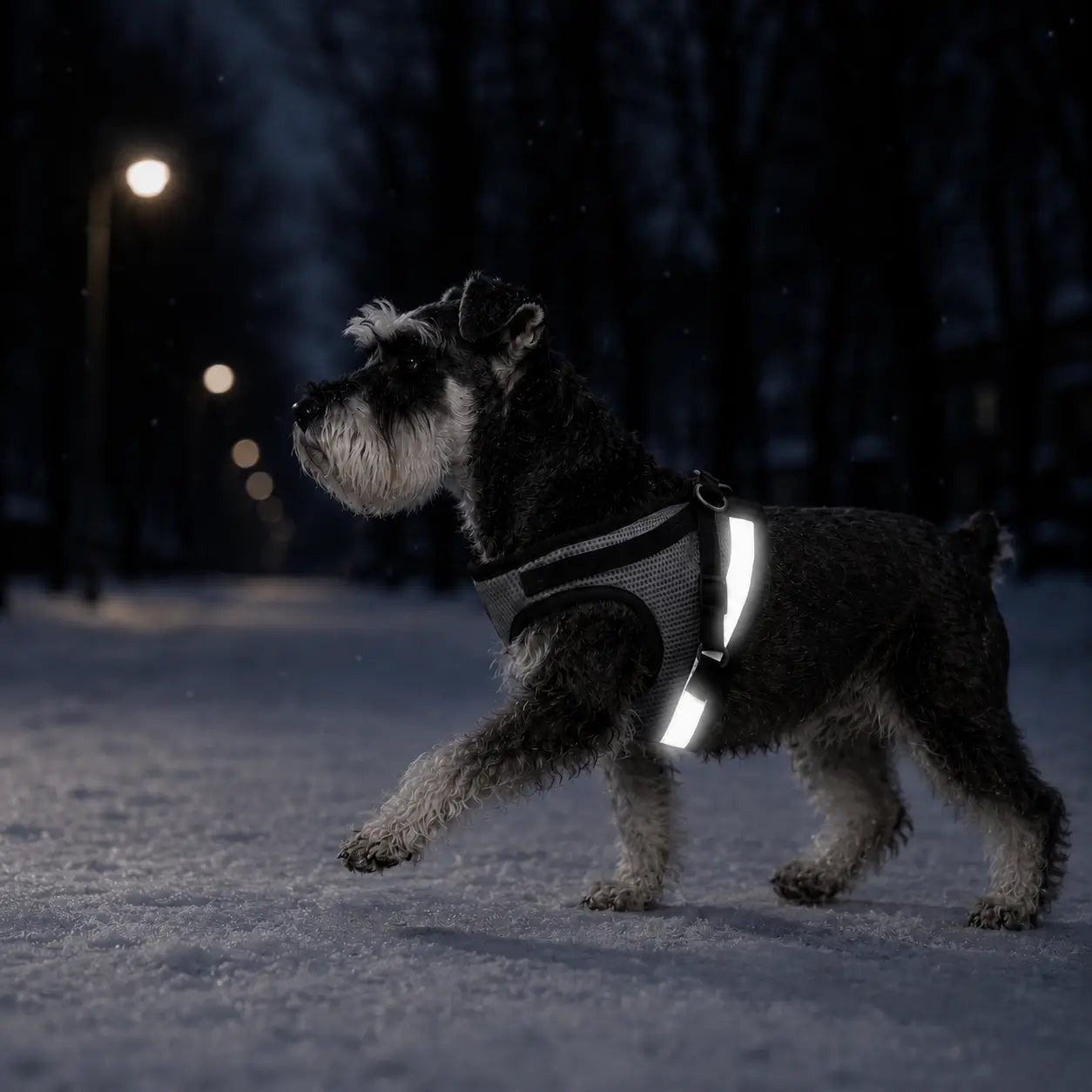 Reflektierendes Hundegeschirr mit Leine Lifestyle-Bild 