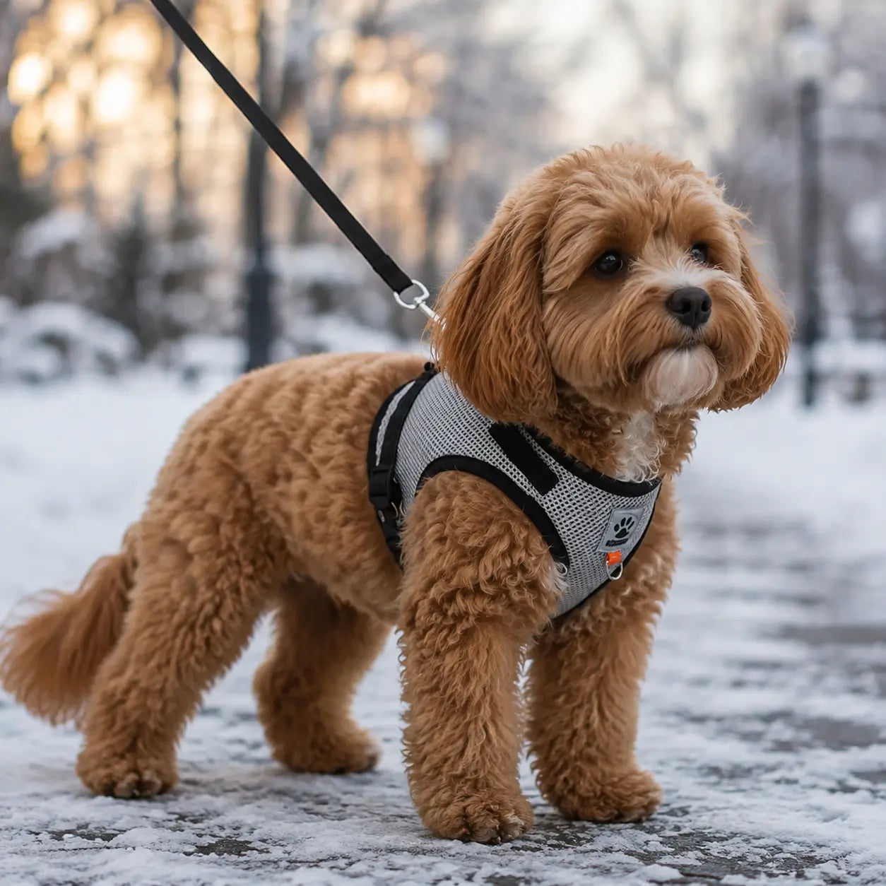 Reflektierendes Hundegeschirr mit Leine Lifestyle-Bild 