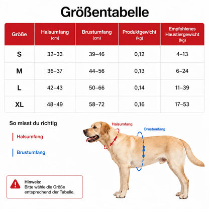 Hundegeschirr Größentabelle 