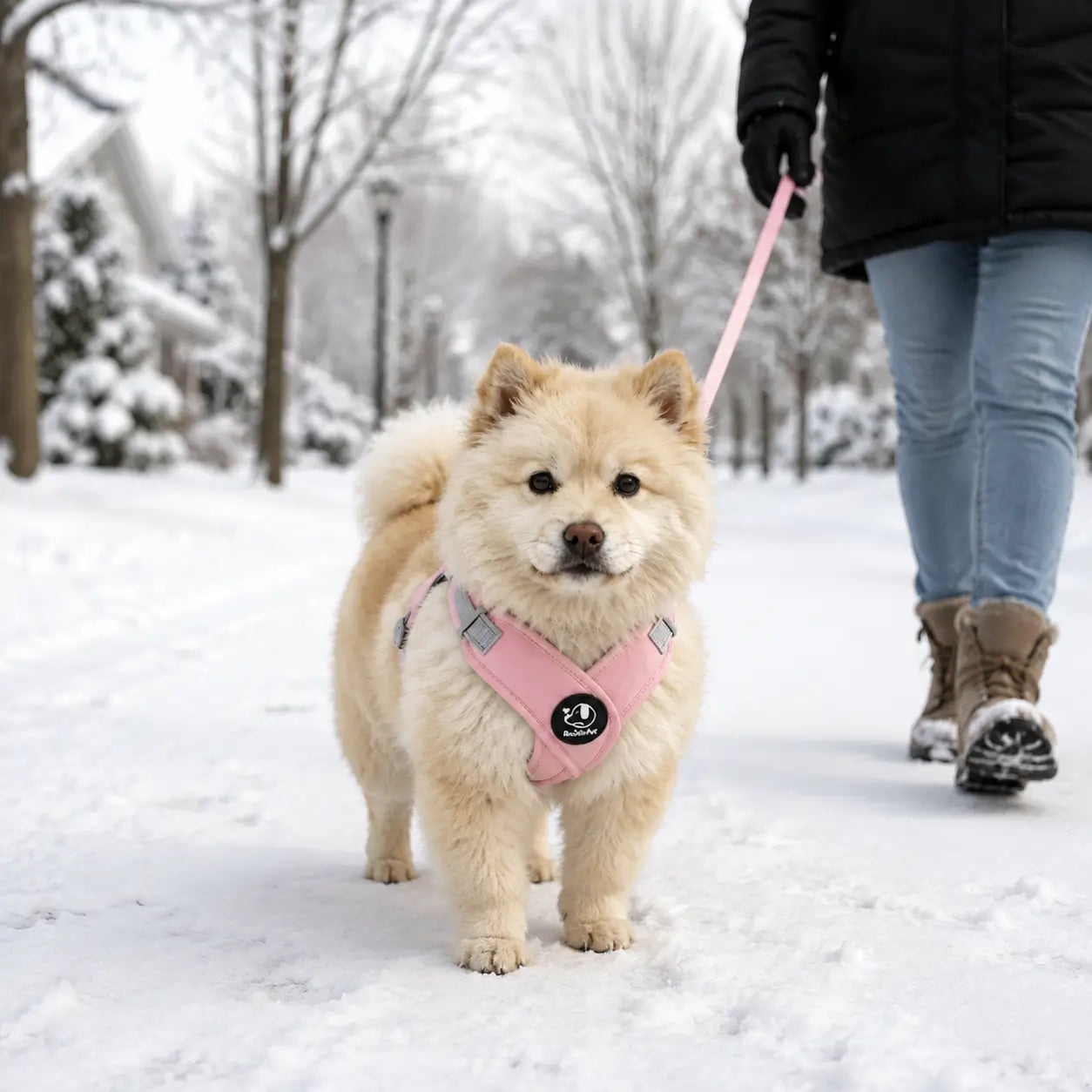 Reflektierendes Hundegeschirr mit Leine Lifestyle-Bild