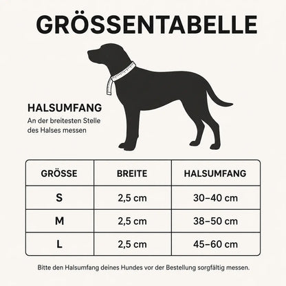 Reflektierendes Hundehalsband Größentabelle