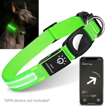 GlowGuard – Das leuchtende GPS-Halsband für Hunde mit AirTag & LED-Sicherheit