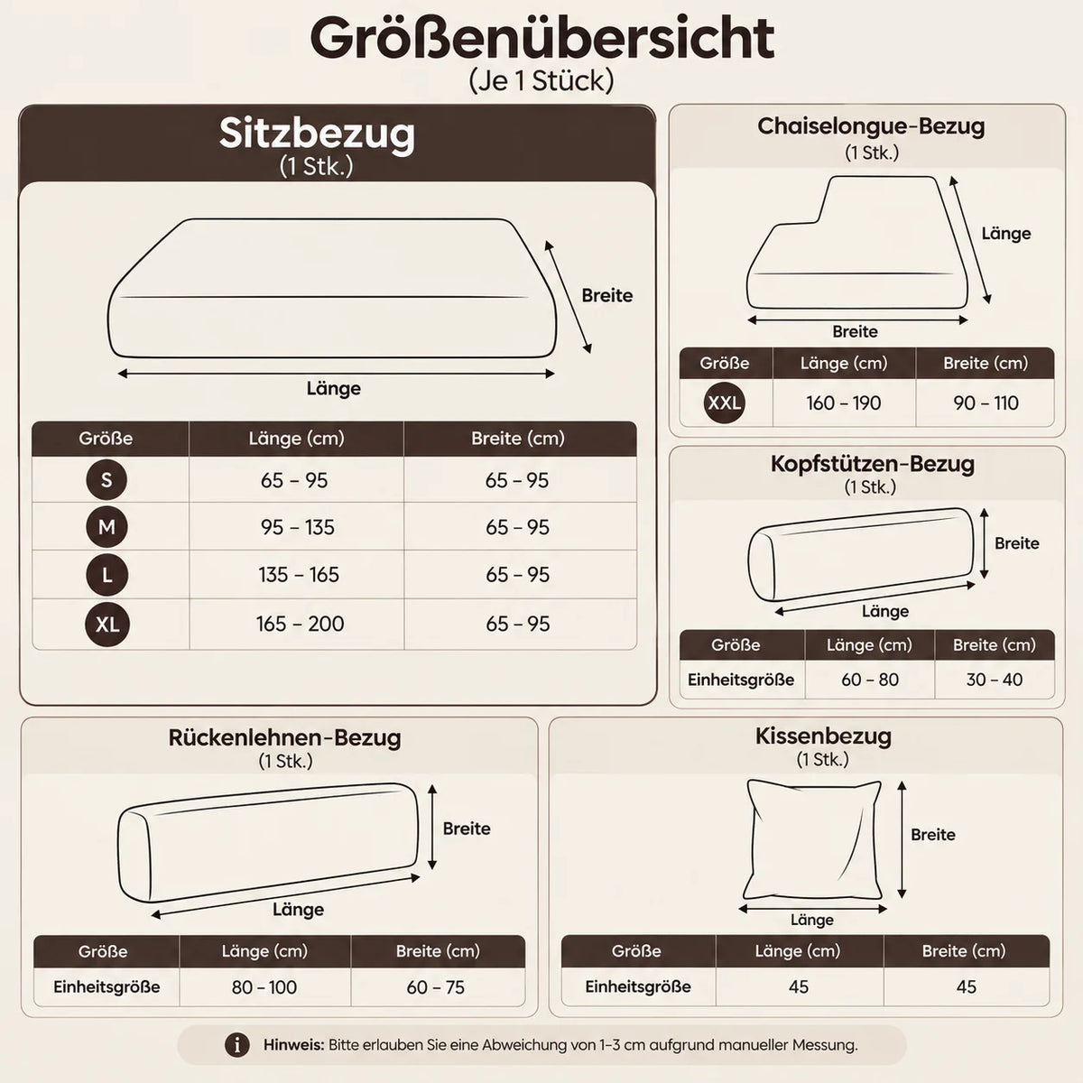 Sofabezug Größentabelle 