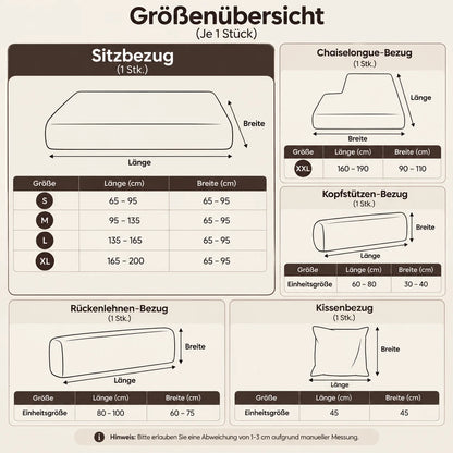 Sofabezug Größentabelle 