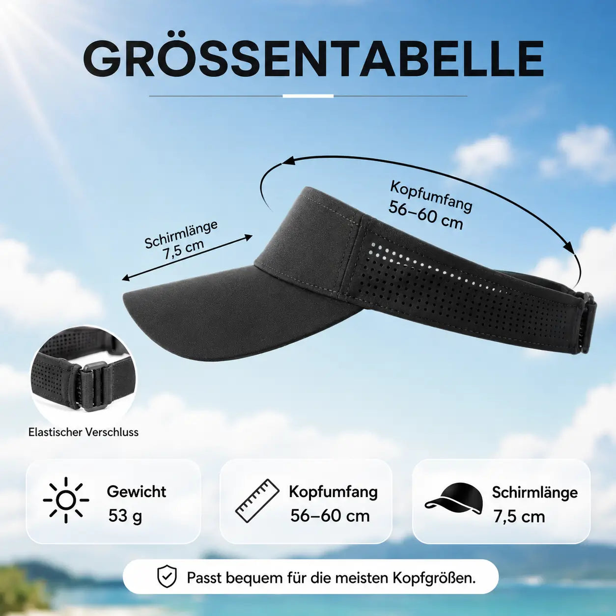 Sport Sonnenvisier Größenübersicht