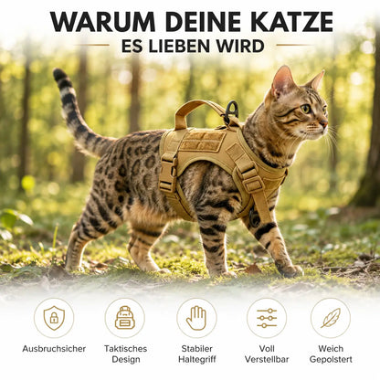 Taktisches Katzengeschirr Verstellbar Ausbruchsicher mit Griff