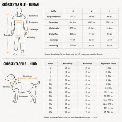 Tiger Partnerlook | Onesie & Hundemantel für Mensch und Hund