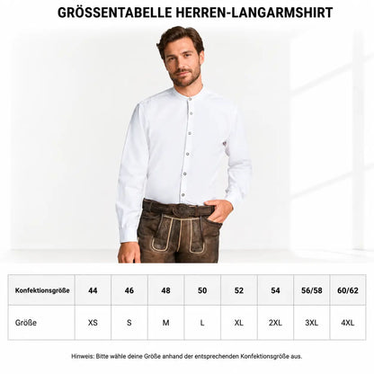 Baumwollhemd für Oktoberfest Größentabelle
