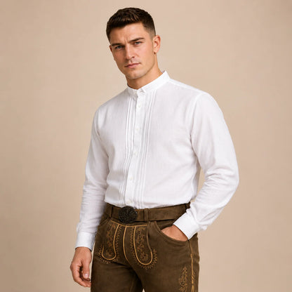 Trachtenhemd Herren Weiß | Baumwollhemd für Oktoberfest & Wiesn