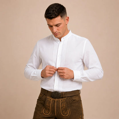 Trachtenhemd Herren Weiß | Baumwollhemd für Oktoberfest & Wiesn