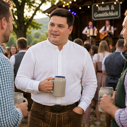 Trachtenhemd Herren Weiß | Baumwollhemd für Oktoberfest & Wiesn