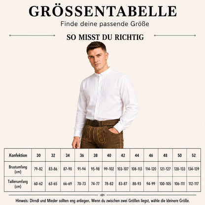 Trachtenhemd Herren Weiß | Baumwollhemd für Oktoberfest & Wiesn