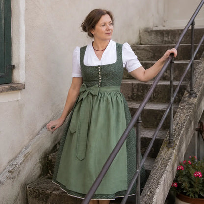 Trachtenkleid Damen Grün | Klassisches Dirndl für Oktoberfest