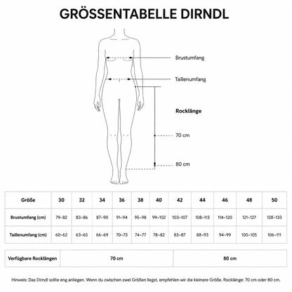 Trachtenkleid Damen Größentabelle