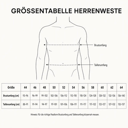 Trachtenweste_Herren_Grau Größentabelle 