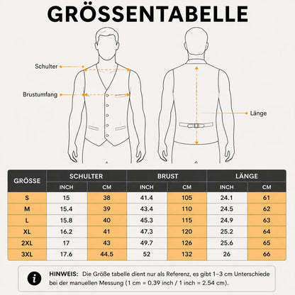 Trachtenweste Größentabelle 