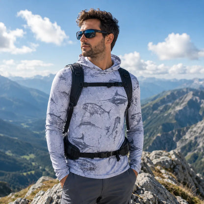 UPF 50+ Angel Hoodie Men – Longarm UV-Schutz Shirt