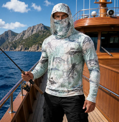 UPF 50+ Angel Hoodie Men – Longarm UV-Schutz Shirt