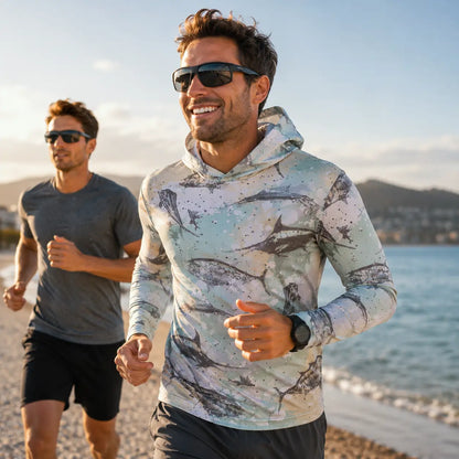 UPF 50+ Angel Hoodie Men – Longarm UV-Schutz Shirt