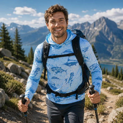 UPF 50+ Angel Hoodie Men – Longarm UV-Schutz Shirt