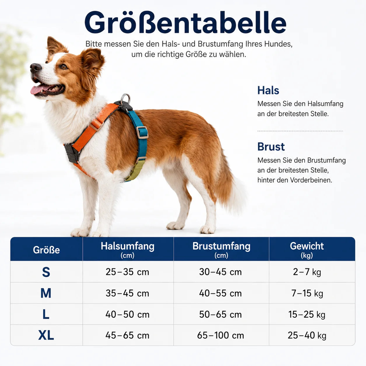 Verstellbares_H-Hundegeschirr_ Größentabelle 
