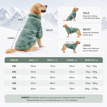 Warmer_Hundepullover  Größentabelle 
