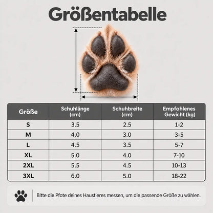 Hundeschuhe Größentabelle