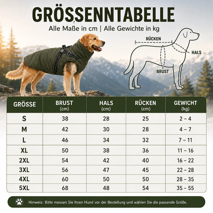 Wasserdichter_Hundemantel Größentabelle 