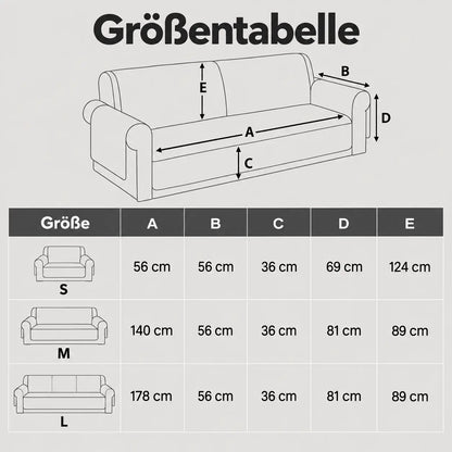 Wasserdichter Plüsch Sofabezug Größentabelle