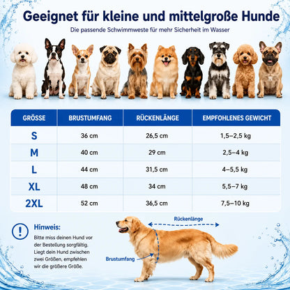 Wasserdichter_Winter_Hundemantel  Größentabelle 