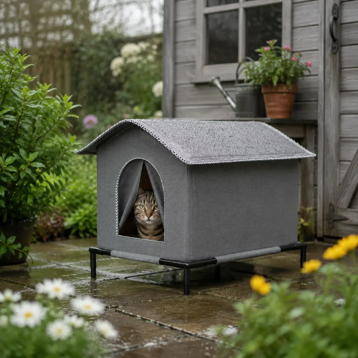 Wetterfestes Katzenhaus Lifestyle-Bild