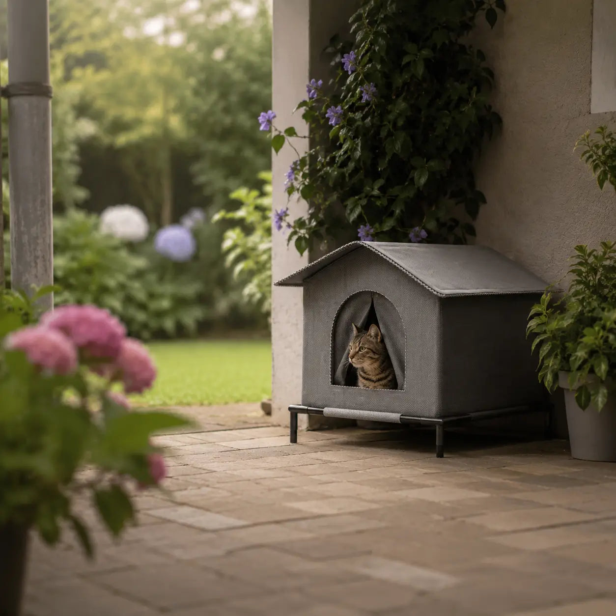 Wetterfestes Katzenhaus Lifestyle-Bild