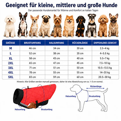 Hundemantel Winter wasserdicht | Warm gefüttert & verstellbar
